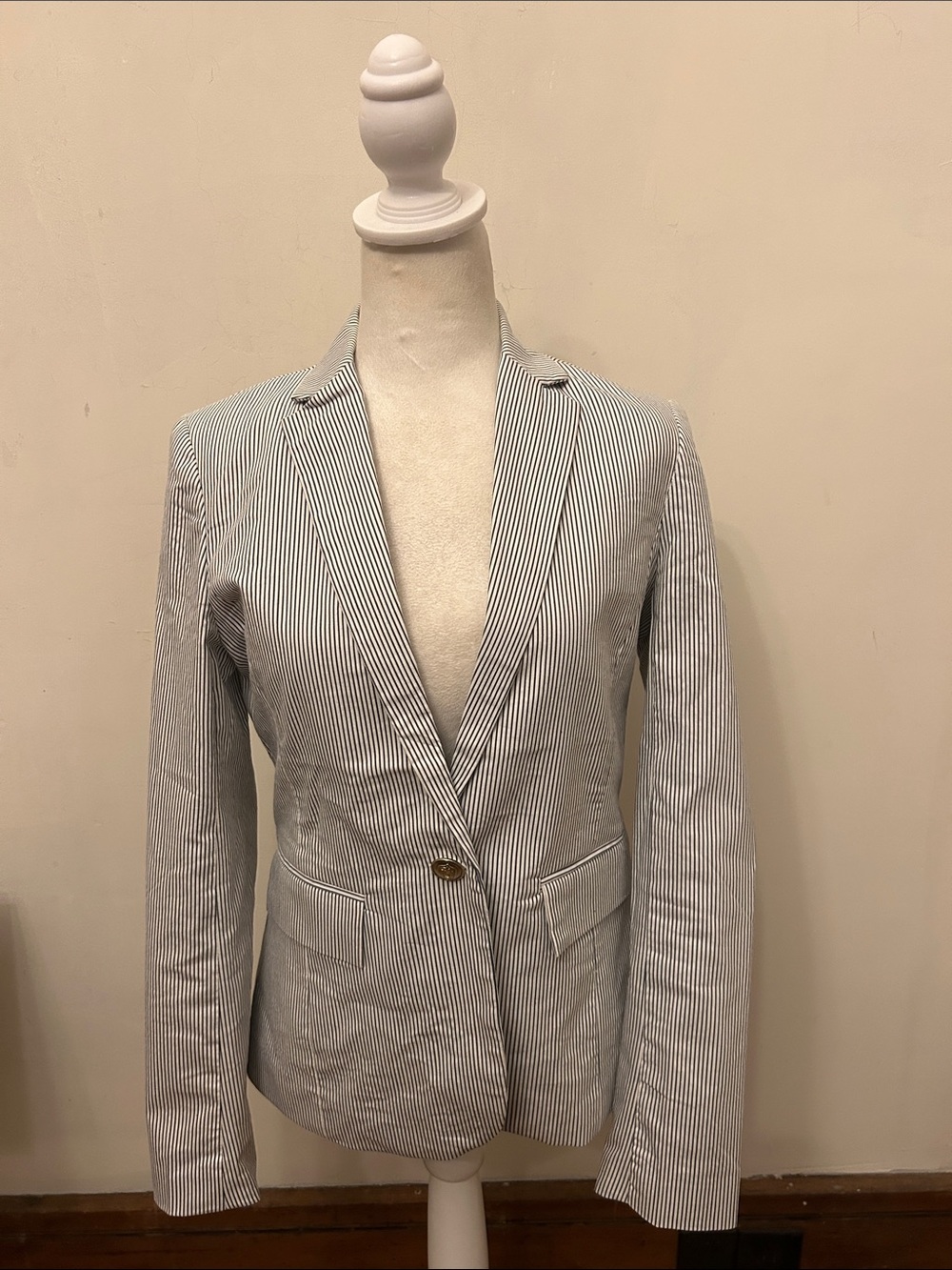 Cynthia Rowley Striped Seersucker Blazer - Light Blue/White Size S EUC